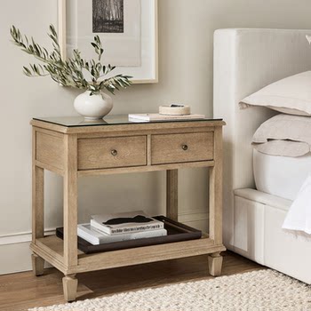 Export Export Trade American Country-Style Retro Solid Wood Bedside Table French Neoclassical Oak Bedroom Bedside Cabinet Chest of Drawers