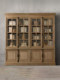 American country retro old glass door storage cabinet French oak world lock full wall bookcase bookcase display cabinet