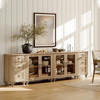 American Country Solid Wood Retro Tv Cabinet Living Room Floor Cabinet French All Solid Wood Sideboard Multi-Functional Dish Cabinet