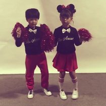 Spring and autumn cheerleaders play out bodybuilding aerobics long sleeve girl boy acting to serve children gymnasts cheerleading costumes