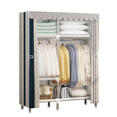 布衣柜简易钢管加粗加固加厚家用挂布艺结实耐用出租房用简易衣柜
