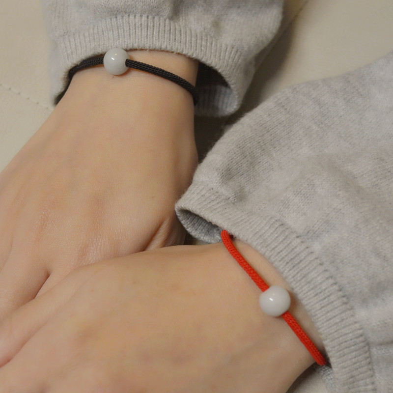 Emerald jade jade bead knitting life of red rope bracelet girlfriend lucky rope simple lucky couple handrope male