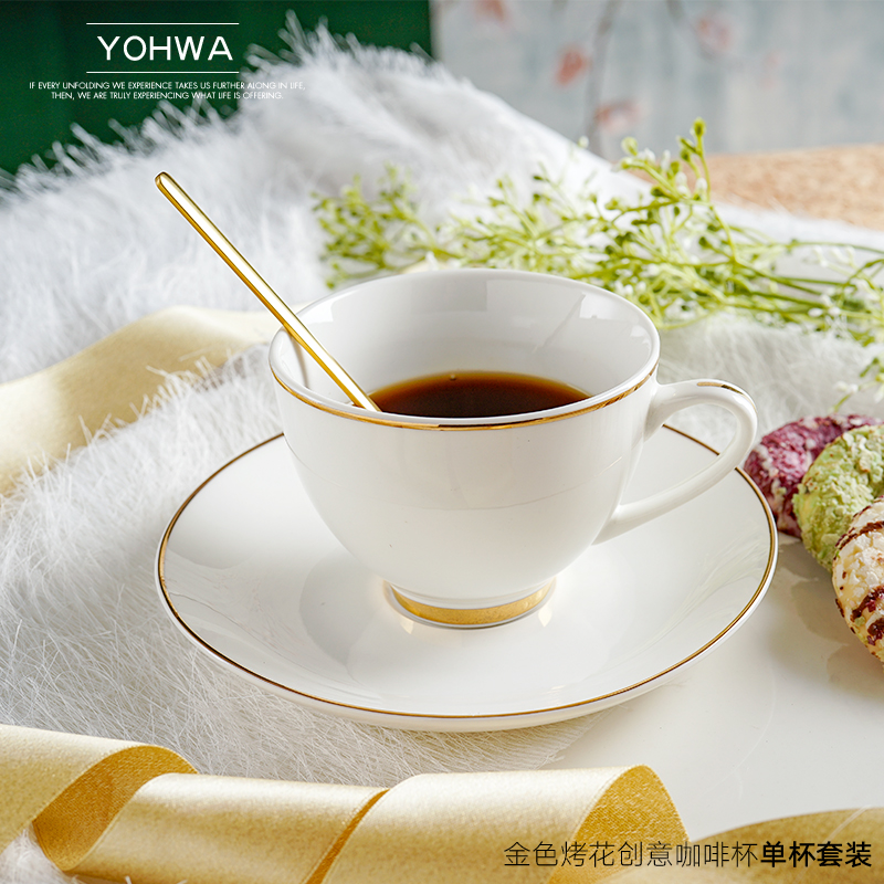 Yao hua Nordic ins wind contracted tea palace paint ceramic cup coffee cups and saucers, 304 stainless steel spoon set