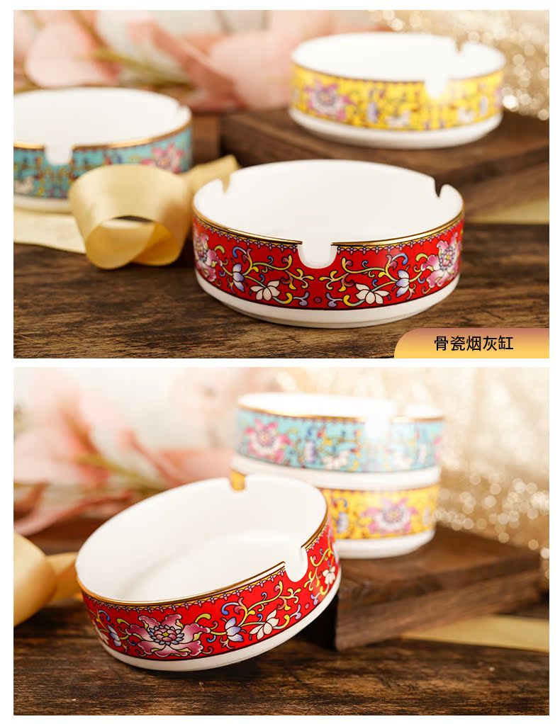 Yao hua Chinese colored enamel porcelain tableware plate household dish dish dish a spoon to eat bowl bowl rainbow such use