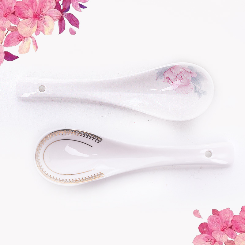 Yao hua small spoon, spoon, ceramic spoon ipads porcelain Korean drop flowers gold sun island can match with the model