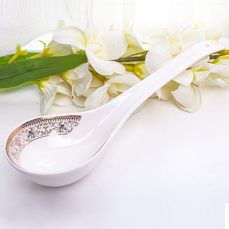 Prevent hot long handle ladle furnace China ceramics gold flower ipads porcelain tablespoons of Korean creative arch bridge rice ladle ceramic spoon