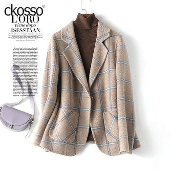 Women's short woolen coat suit style petite