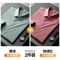 Фруктовые зеленые+железная вышивка красная [два куска длинных рукавов]