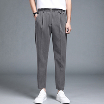 GM trendy casual trousers mens summer business thin section loose hanging nine-point pants mens straight wild tide