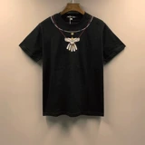 Брендовая бирюзовая этническая летняя футболка для влюбленных, европейский стиль, этнический стиль, с вышивкой, короткий рукав