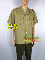 Old cadres Summer short sleeve long pants suit Old paragraph 87 short sleeve shirt yellow pants pure cotton system lining clothes