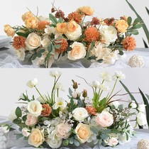 Korean hotel wedding table flowers birthday banquet tabletop long simulated flowers B&B restaurant decoration ornaments floral art