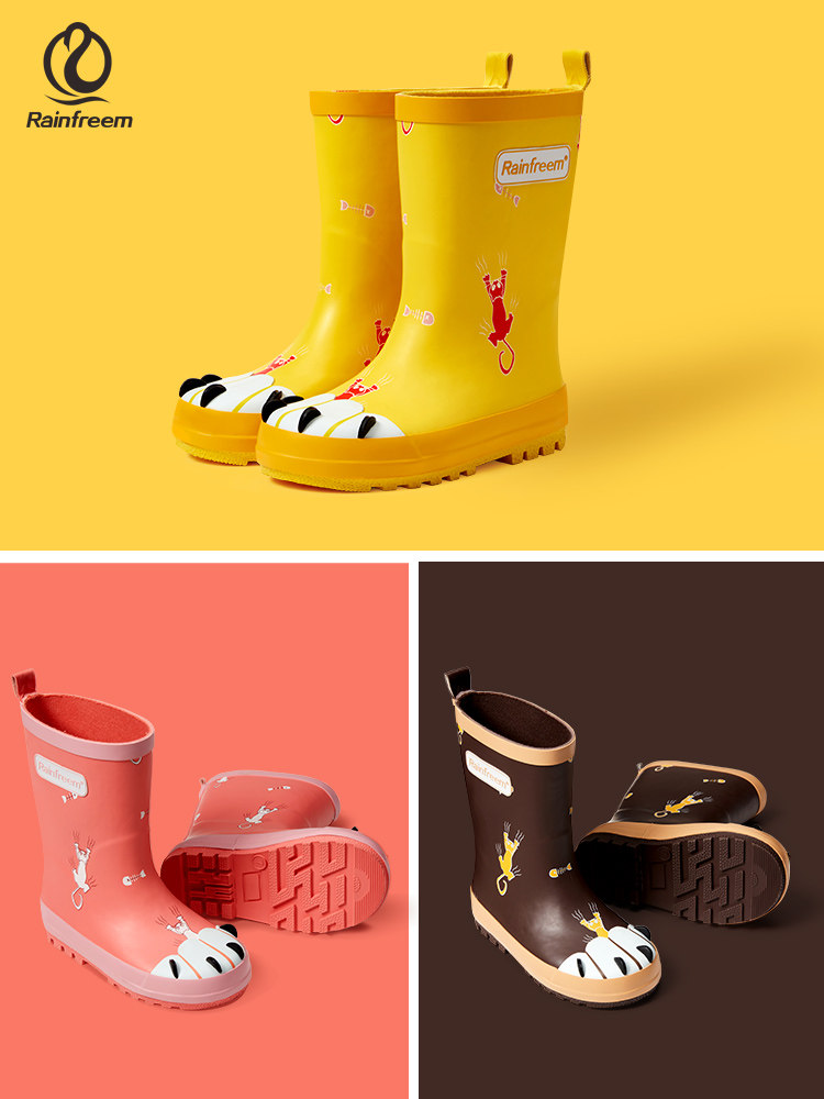 Qin Feiman Children Rain Shoes Men And Women's Waterproof Non-slip Water Shoes CUHK Children Elementary School Kids Light Fashion Cartoon Rain Boots