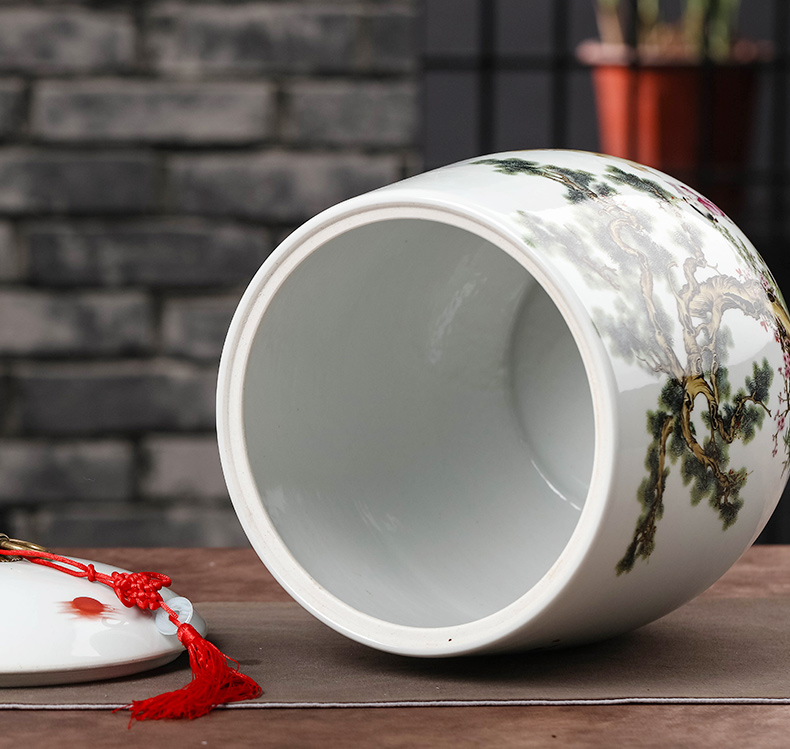 Jingdezhen caddy fixings tea cake ceramic seal pot store receives large pot of pu 'er tea bread seven receive a case