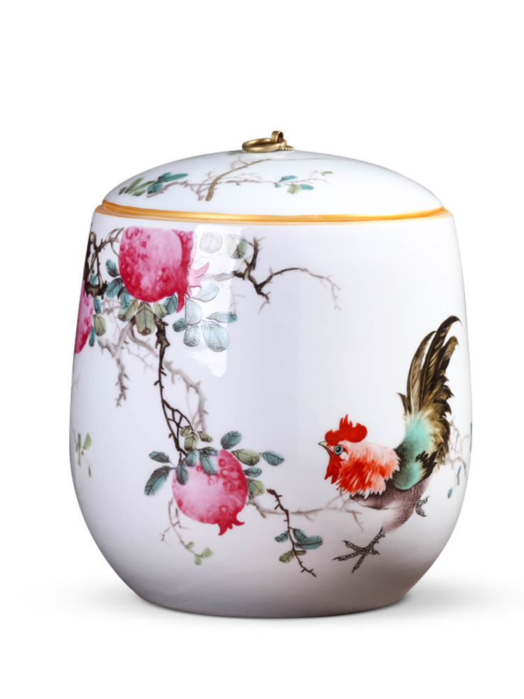 Caddy fixings ceramic seal pot store receives a large blue and white porcelain tea pot of pu 'er tea cake tin tea set