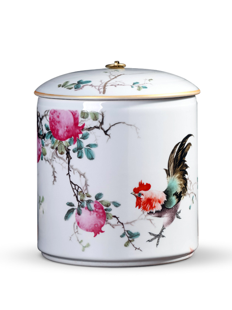 Caddy fixings ceramic seal pot store receives a large blue and white porcelain tea pot of pu 'er tea cake tin tea set