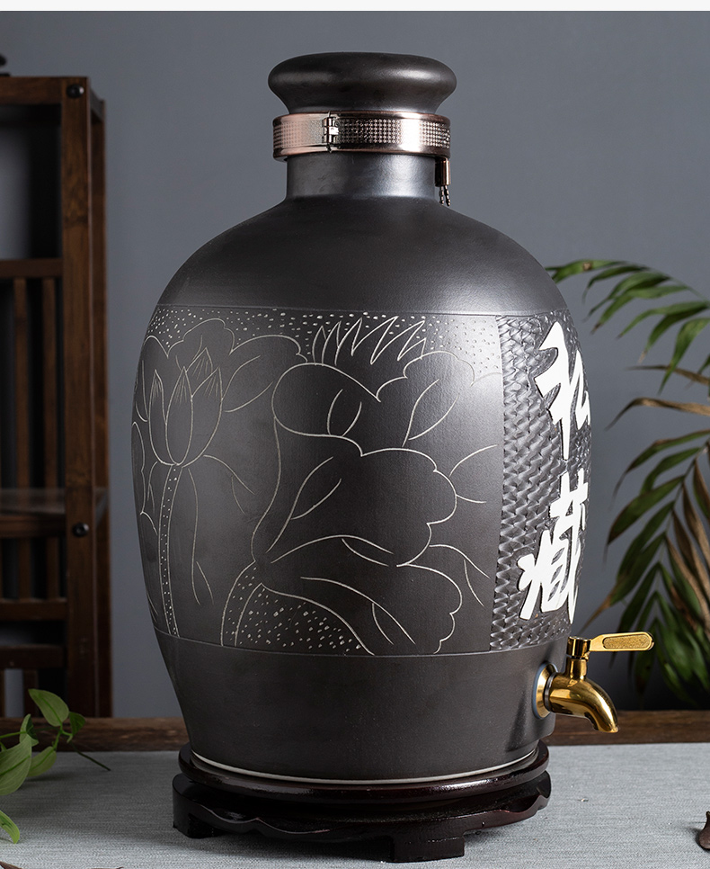 Jingdezhen ceramic wine bottle earthenware household seal it dedicated 10/20/50 jin hip mercifully wine jar