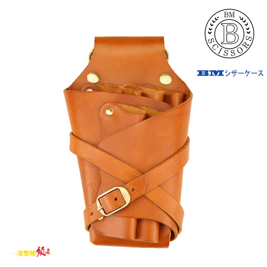 Japanese hand-made BM hair cut waist bag 6-pack leather waist bag B head hair cut waist bag cowhide handmade