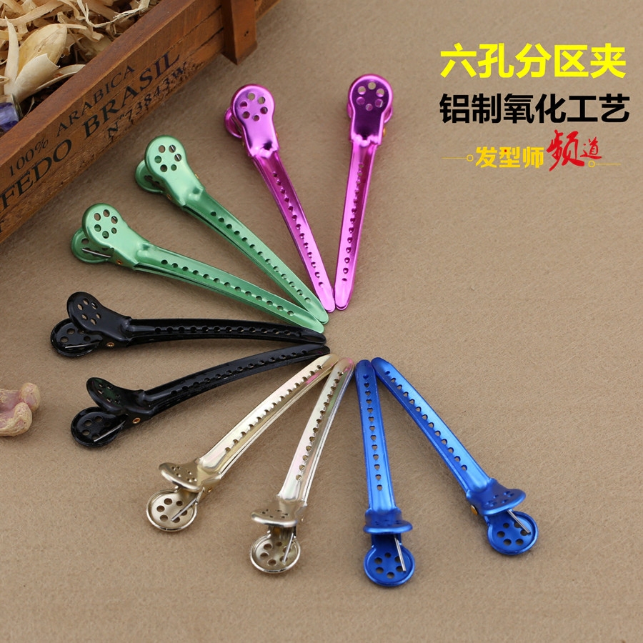 Crown Quality Six Hole Aluminum Partition Clips Hairdressing Clips for Hair Salon Partitions Aluminum Stainless Steel Clips