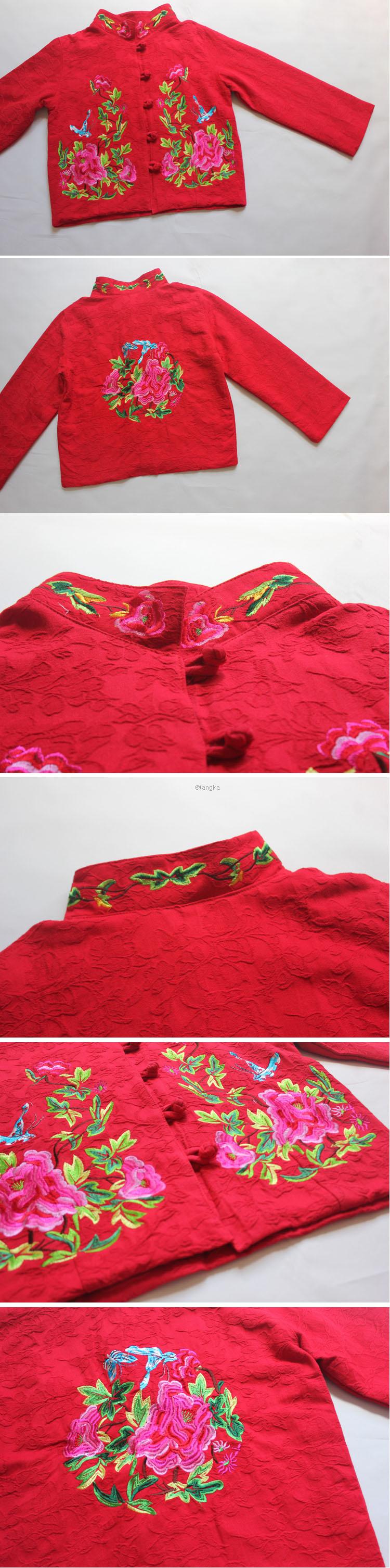 Đặc biệt cung cấp cho phụ nữ cửa hàng mùa xuân và mùa thu và mùa đông mới cotton tối thêu thêu hoa gió quốc gia áo ngắn áo ấm áo phao nữ