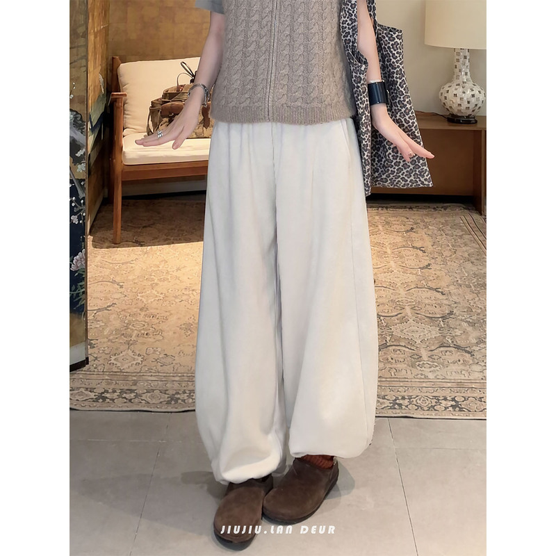 Lan Deur【Powder Mist Simple Style】High-End Loose-Fitting Slimming Versatile Wide-Leg Casual Pants Lan Deur【Powder Mist Simple Style】High-End Loose-Fitting Slimming Versatile Wide-Leg Casual Pants