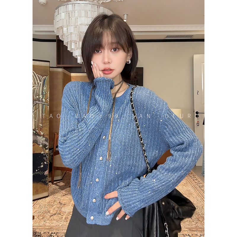 【Bird Perching on Branch】Elegant and Casual Style, Gentle and Versatile, Sequin Casual Knit Top for Women