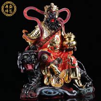 Wu God of wealth Zhao Gongming rides a tiger Zhao Ad Shuai Taoist pure copper painted statue dedicated to lucky home ornaments