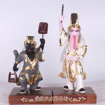 10 inch black and white General Xie Fan Taoist home Feng Shui Town House statue Resin handicrafts