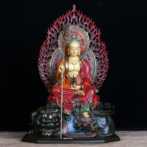 16-inch belt riding Tibetan King Bodhisattva statue to listen to the Mount of the Tibetan King ancient color pure bronze painted Auspicious Lion