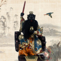 12 16 inch sitting on the mountain Zhang Tianshi stepping on the tiger Zhang Tianshi religious Taoist statue resin Dunhuang color K gold handicraft