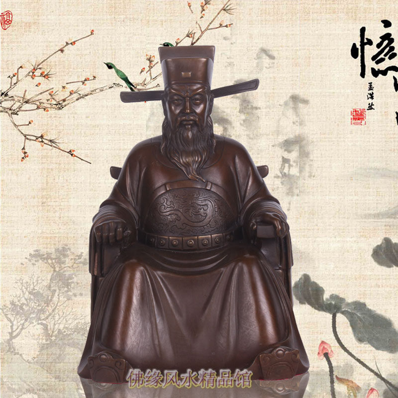 10-inch bag briefcase delimmy Qingtian Yan Luo Bayou Old Statue Qing Zheng Lianming Home Living room Office Process Gift Jewelry Decoration copper