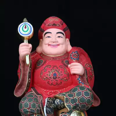 10-inch Japanese-style big black sky god of wealth god statue of dense color fragrant camphor wood carving ancient colorful rich black sky ornaments dedicated to Buddha statue