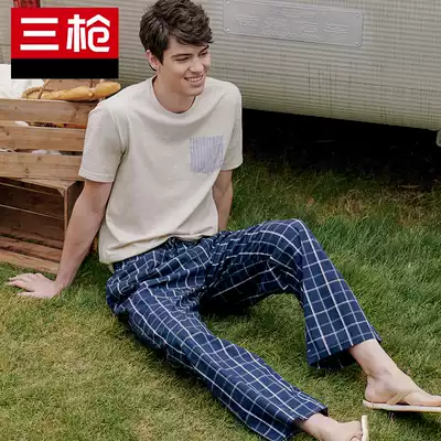 Three guns men's pajamas pure cotton loose thin trousers young and middle-aged breathable spring and autumn home pants men's home casual pants