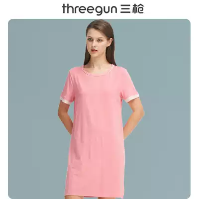 Three-shot night dress net suction night dress female cute spring and summer short-sleeved pajama skirt ladies home skirt