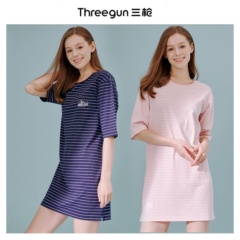 2 Three Shots Lady Sleeping Dress Spring Summer Sleeping Dress New Color Bar Water Flexo Cotton Sashimi Lady Home Skirt