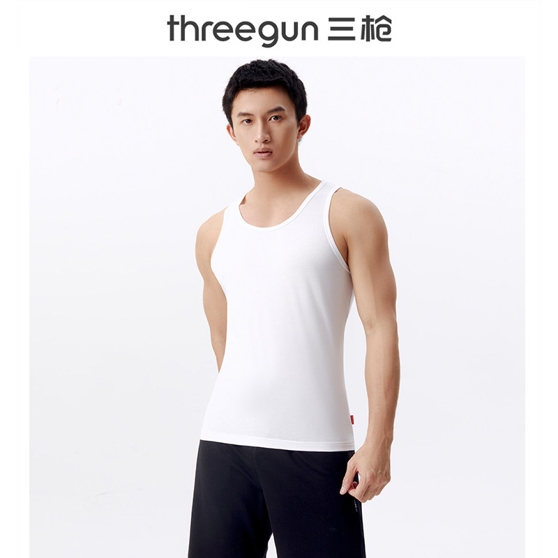 2 pieces of three-gun men's vest long suede cotton beating bottom leka cotton spring summer outside wearing comfortable teen vest in old age