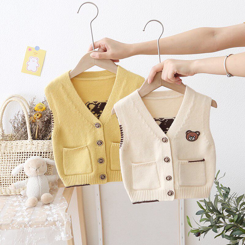Baby vest spring and autumn outer wear fashion 2022 children's vest autumn baby children sweater vest boy knitting