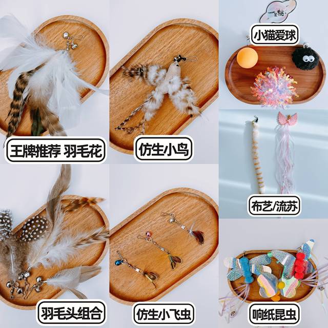 CFA Cat Funny Stick Competition Grade Cat Self-Happiness Feather Bell Toy Replaceable Head Solid Wood Handle Kitten Bite Resistance