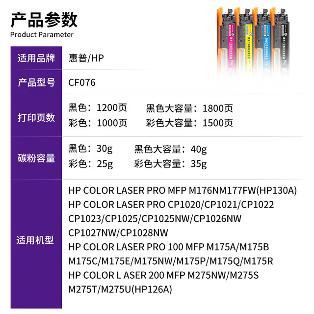 Ge Yun applies to HP1025 powder box CP1025CP1020 HP m176n toner cartridge m177fwm175a toner m175nw Canon lbp7010c7018c printer cartridge