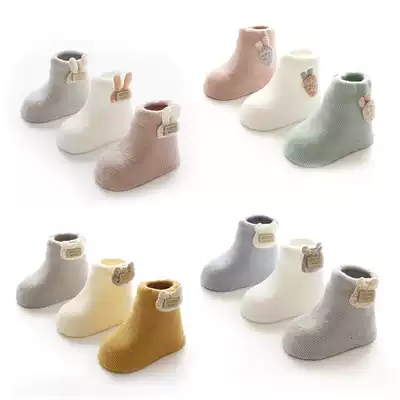 Newborn socks 1-3 years old autumn and winter thickened warm cotton socks 0-6-12 months infant baby terry socks