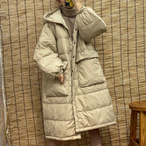 Long down jacket female 2020 new winter loose hooded commuter 90 white duck down D Zhengzhen original 2078