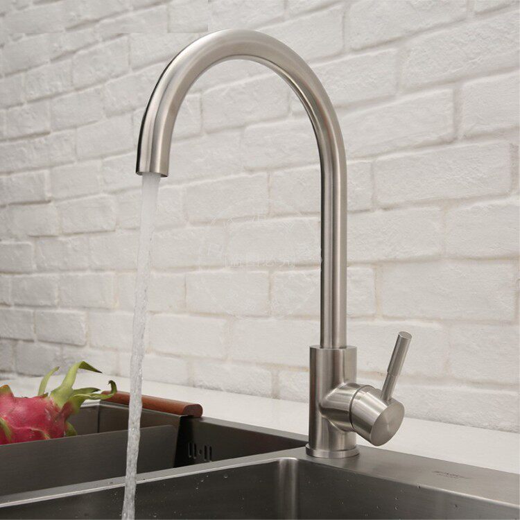 304 stainless steel faucet Kitchen faucet Sink sink Hot and cold water faucet Flat tee large bend