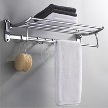Stainless steel towel rack towel bar bathroom shelf folding mobile towel bar hardware wall hanging nail-free installation