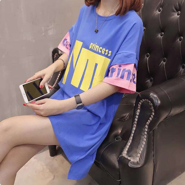 Big Sale Maternity T-Shirt Summer Pure Cotton Mid-Length Fashionable Loose Pregnancy Large Size T-Shirt Skirt Trendy Mom Summer Short-Sleeved