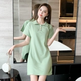 Летнее платье для отдыха, длинная футболка polo, юбка, сезон 2021, короткий рукав, свободный прямой крой, средней длины