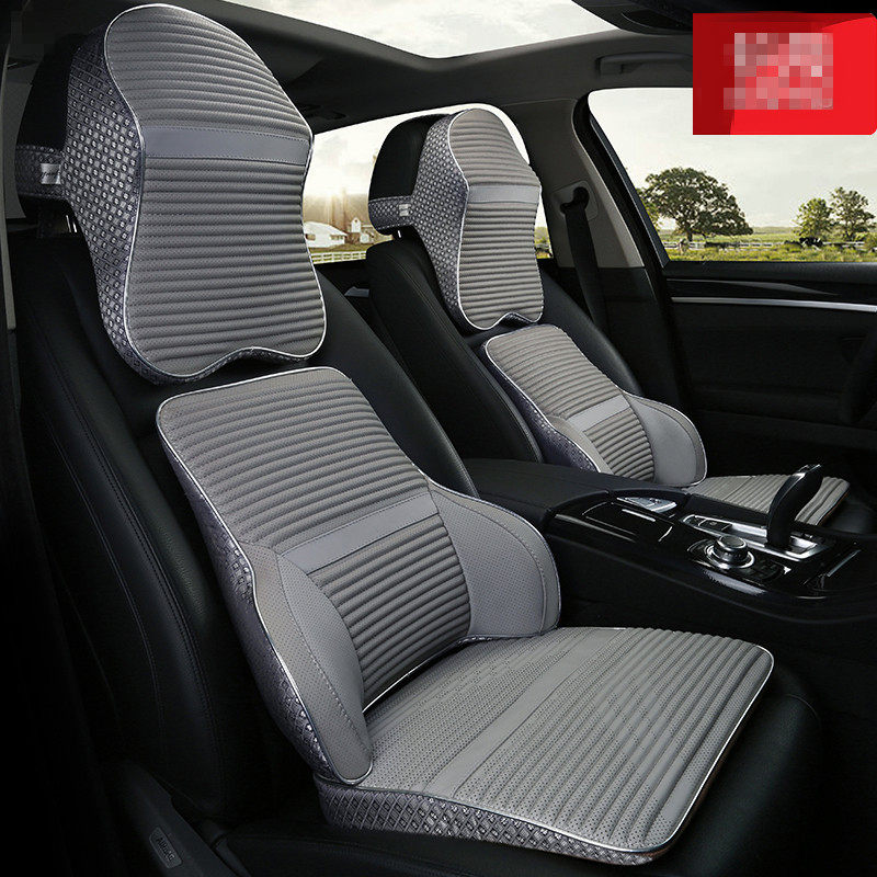 Real leather car headrests for neck and neck pillows for car?Chair cushion Memory cotton waist rests with pillow Four seasons universal heightening cushion