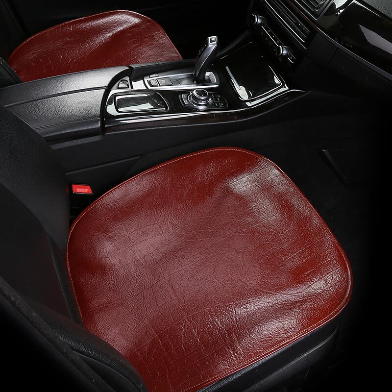 First layer leather car seat cushion small waist leather cool cushion single piece without backrest three-piece set four seasons universal cushion cover