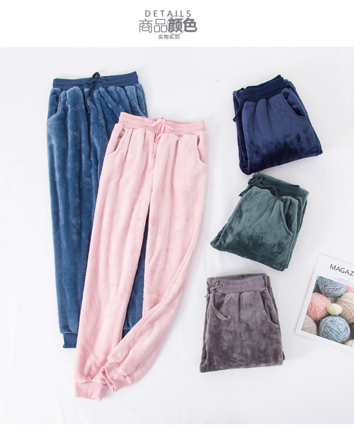 Flannel vài bộ đồ ngủ nam và nữ mùa thu đông dày ấm áp kích thước lớn đóng miệng san hô lông cừu nhà quần quần kaki nam đẹp