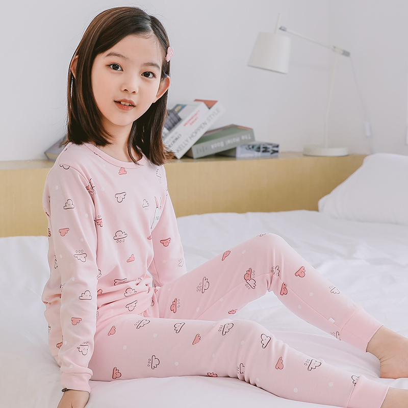 Girls autumn clothes Sanitary pants Two-piece set Little girl pajamas Medium and large children's cotton sweater Cotton Children's underwear set cotton