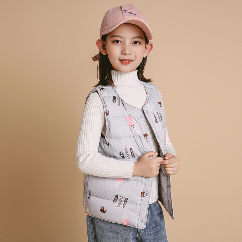 Girls' down vest light and thin 2022 autumn and winter new middle-aged children's warm inner vest girls vest
